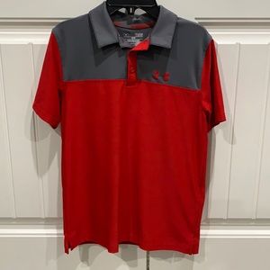 Red and Grey Under Armour polo